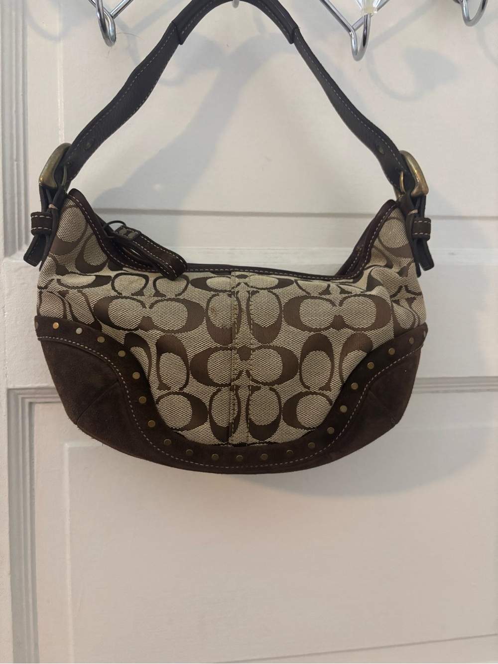 Coach Brown Signature Canvas Hobo Bag